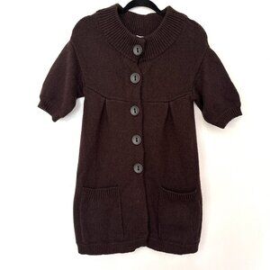 Vince Wool Blend Knit Cardigan Sweater Babydoll Top Brown